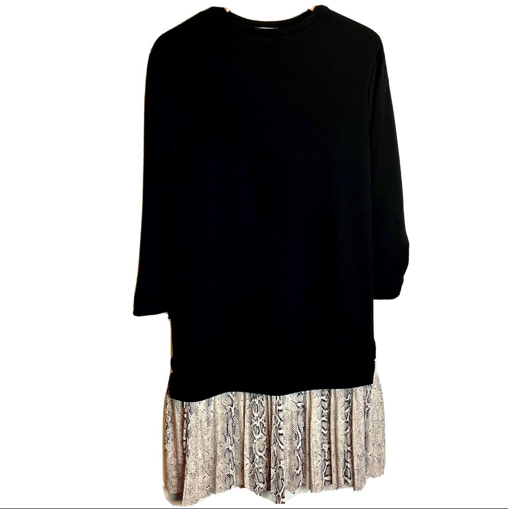 ASOS long sleeve dress drop waist frilly hem snakeskin black size 2 new NWT